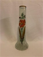 Antique Glass Vase with Handpainted Flowers