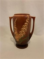 1940 Mauve Two Handled Vase with Foxglove Pattern