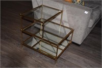 West Elm, Commercial Grade Brass & Glass End Table