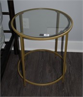 Round Metal & Tempered Glass Side Table
