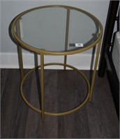 Round Metal & Tempered Glass Side Table