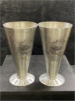 Pair of Handmade Wendell August Forge Vases