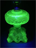Vintage Green Vaseline Glass Table Lamp