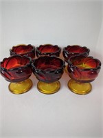 6 x Indiana Glass Amberina Dessert Bowls