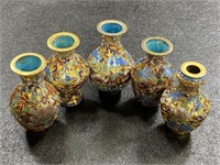 5pc Cloisonne Mini Bud Vases