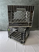 2 Black Plastic Crates by Dean Foods