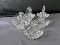5 Cut Glass baskets