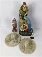 Religious Statue and Plaque Lot