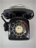 Vtg Black Rotary Dial Desk Telephone