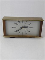 Vtg Metamec Brass and Wood Mantle Clock