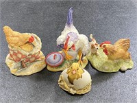 4pc 1990's Lowell Davis Chicken Sculptures