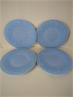 Imperial Blue Milk Glass Plates x 4 HTF