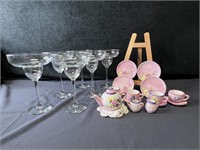6 Margarita glasses clear Girls tea set
