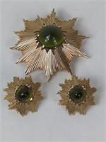Crown Trifari Starburst Brooch and Earrings