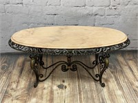 Iron & Marble Oval Coffee Table