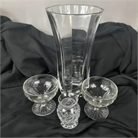 Four Piece Crystal Glass Lot with Large Vase