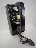Vtg Black Rotary Dial Wall Telephone