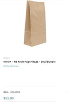 Krown - #8 Kraft Paper Bags 500/Bundle