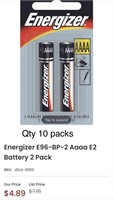 10 x Energizer E96-BP-2 Aaaa E2 Battery 2 Pack