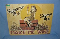 Squeeze me stomp me make me wine retro style adver
