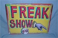 Freak show Alive retro style advertising sign