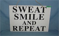 Sweat Smile and Repeat modern inspirational sign o
