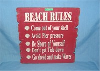Beach Rules modern Display sign on hard board maro