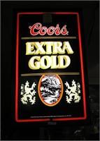 Coors extra gold illuminated bar advertising sign