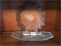 Glass tray and bowl
