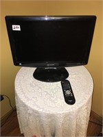 Sharp TV with remote and 3 legged table w/lace