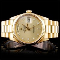 Rolex 18K DayDate Men's Diamond Wristwatch
