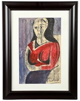 Pablo Picasso (in Style) Lady Portrait Watercolor