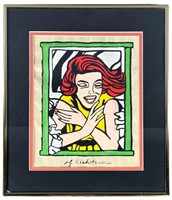 Roy Lichtenstein (in Style) Pop Art Lady Drawing