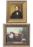 Nathaniel Hawthorne Portrait and Hunting Scene