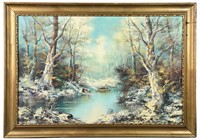 Hunter- Winter Forest Landscape Oil Painting