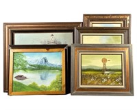 Six Vintage Landscape Oil Paintings