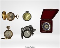 Vintage Pocket Watches & Antique Travel Clock