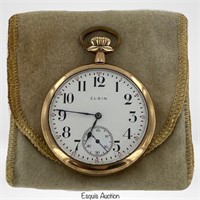 Antique Elgin 15 Jewels Pocket Watch in Gold Fille