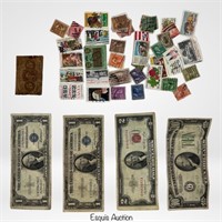 Vintage US Currency Banknotes & Stamps