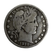 1912 US Barber Silver Half Dollar Coin