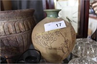 ASIAN ETCHED POTTERY VASE