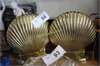 HEAVY BRASS CLAM SHELL BOOKENDS