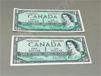 Canada- 1954 unc dollar notes (2)