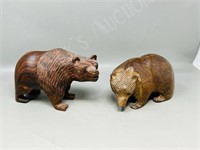 2 Carved wood bears