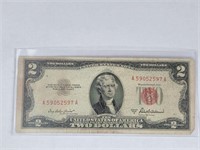 1953 A Red Seal Two Dollar Bill