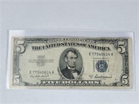 1953 A Five Dollar Silver Certificate Bill