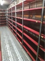 7 Sections of Red Continious Shelving