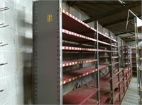 8 Sections of Red Contionious Shelving