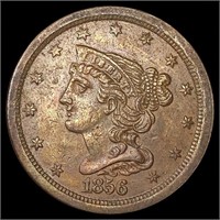 1856 Braided Hair Half Cent CLOSELY UNCIRCULATED