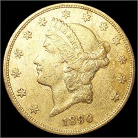 1890-S $20 Gold Double Eagle CLOSELY UNCIRCULATED